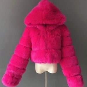 Pink Faux fur jacket in small